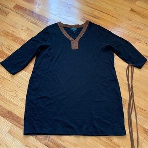 Dress 3/4 sleeve with faux suede trim & belt